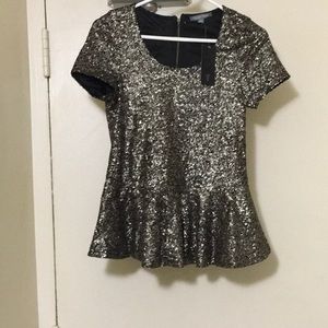 Tinley road  gold sparkle top with zipper
